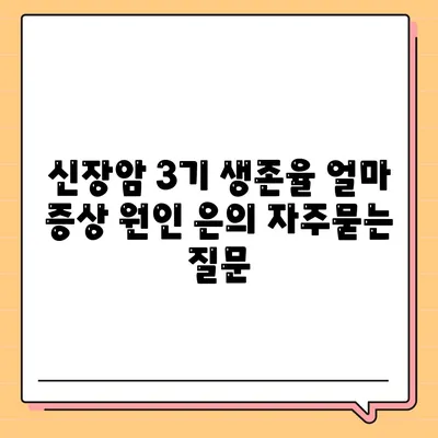 신장암 3기 생존율 얼마 증상 원인 은