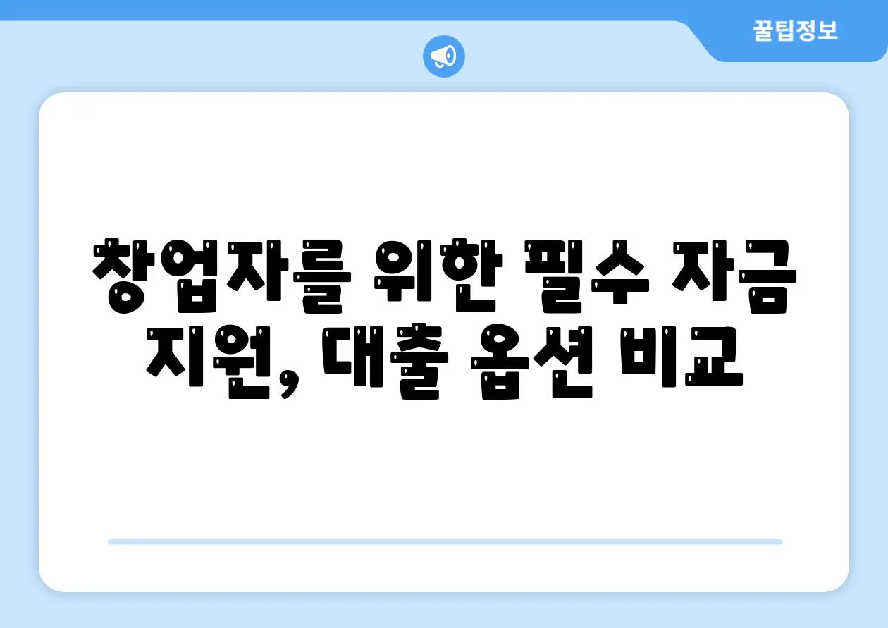 창업자를 위한 필수 자금 지원, 대출 옵션 비교