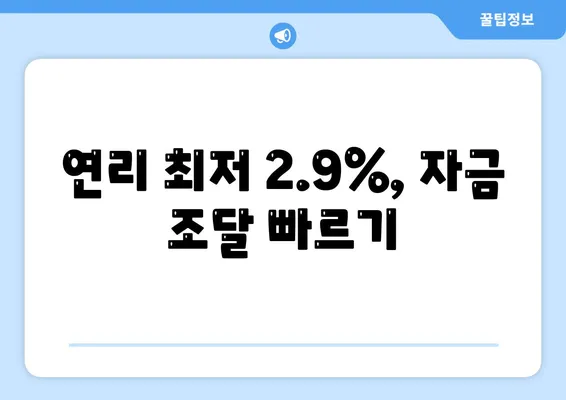 연리 최저 2.9%, 자금 조달 빠르기