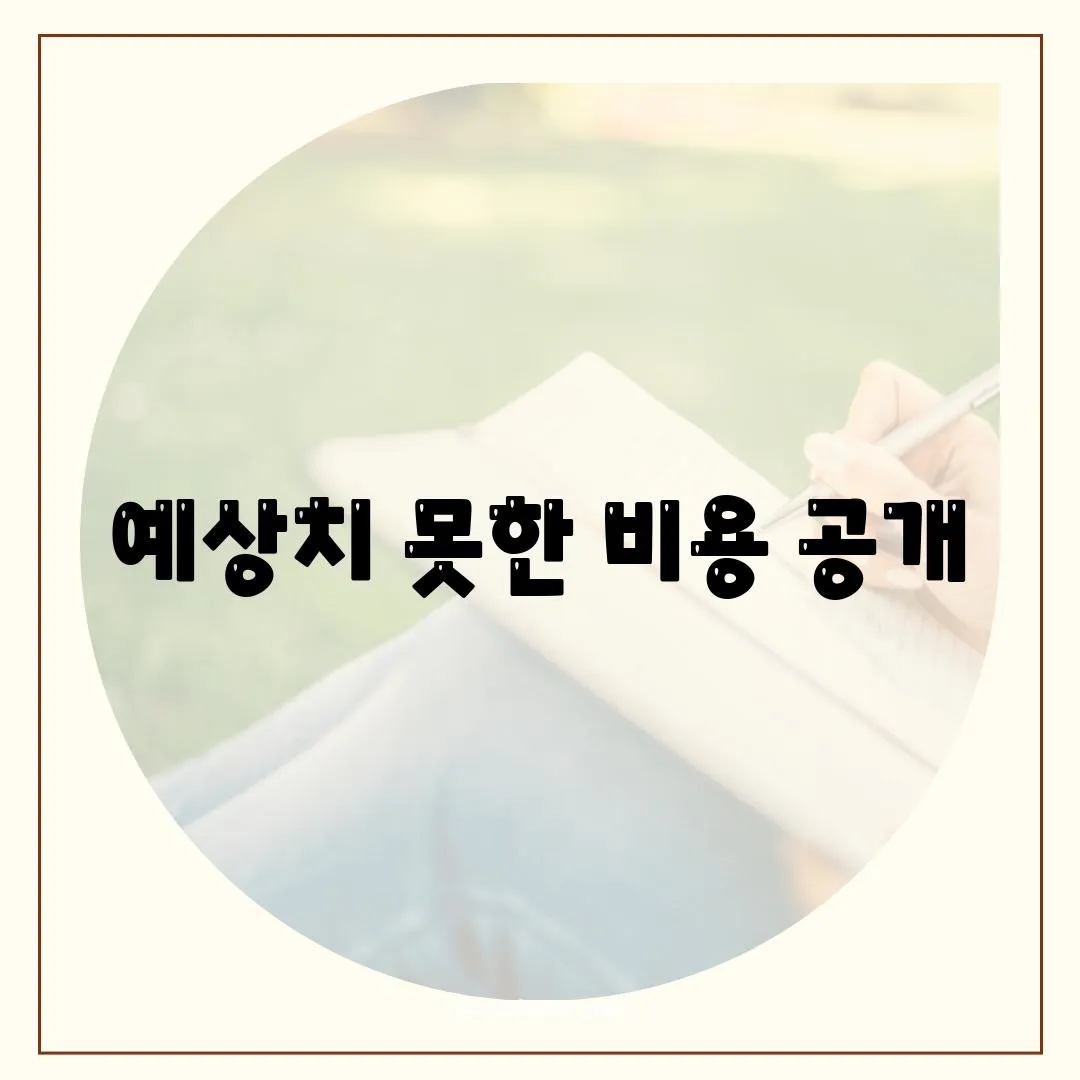 예상치 못한 비용 공개