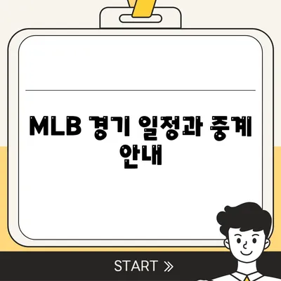 MLB 경기 일정과 중계 안내