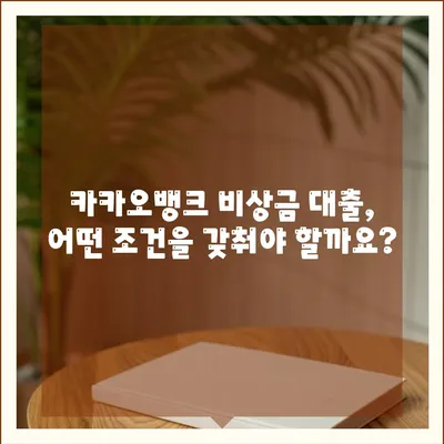 카카오뱅크 비상금 대출 가입조건