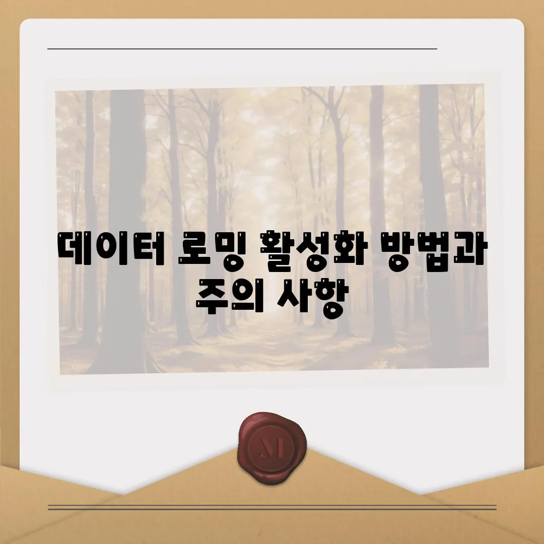 데이터 로밍 활성화 방법과 주의 사항