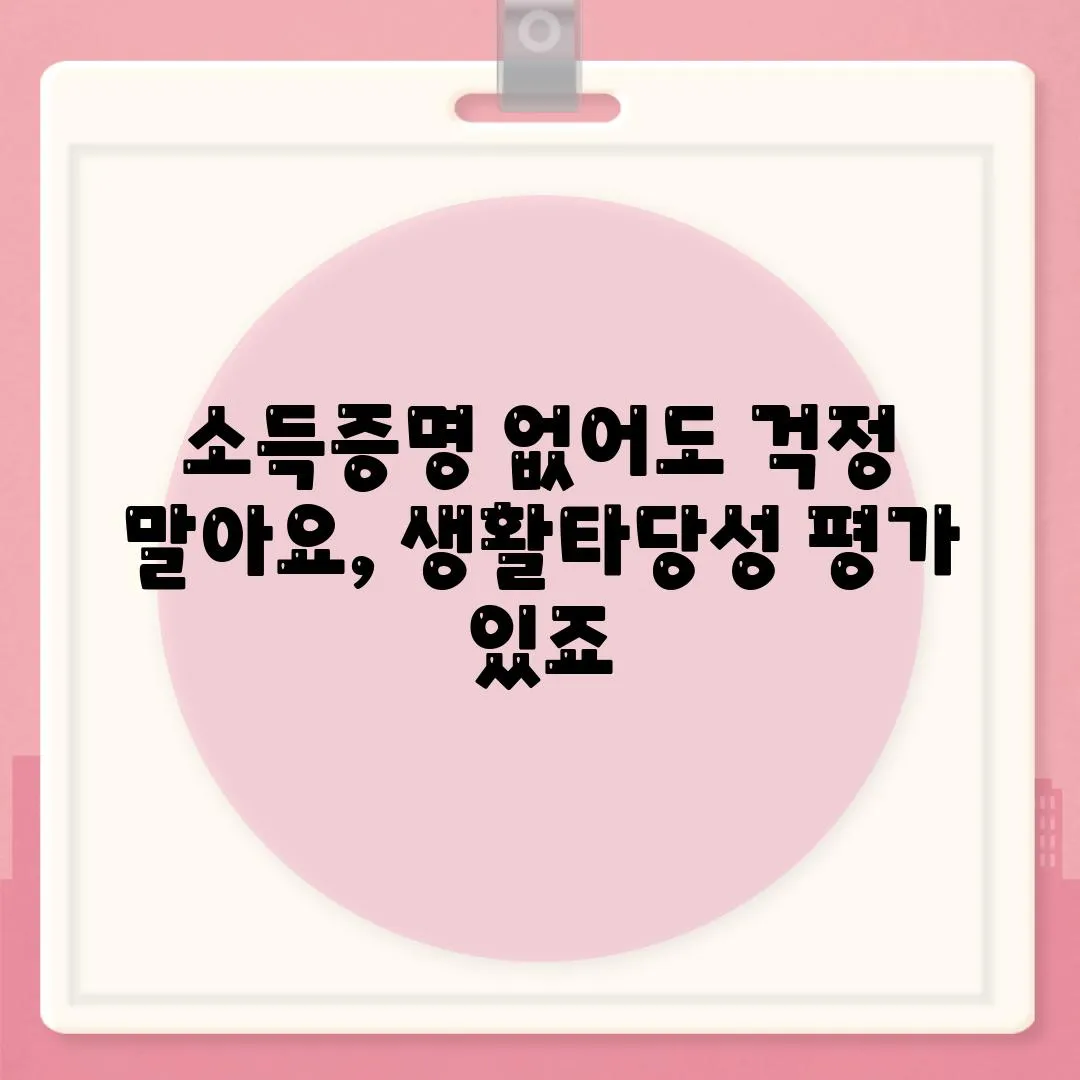 소득증명 없어도 걱정 말아요, 생활타당성 평가 있죠