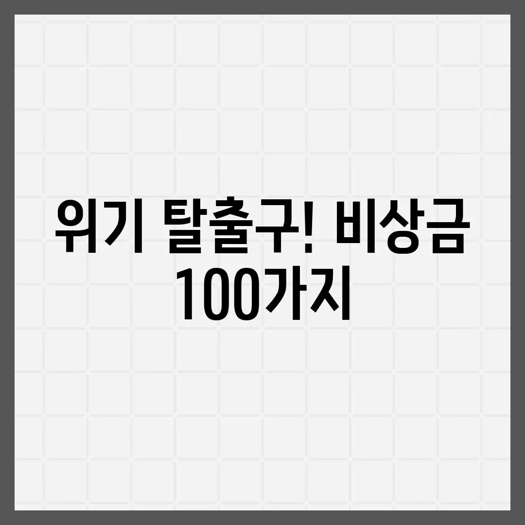 위기 탈출구! 비상금 100가지