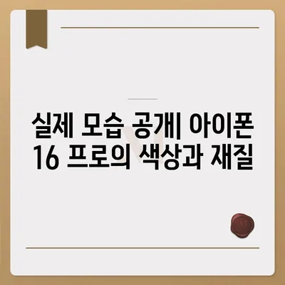 아이폰 16 프로 디자인, 출시일, 실제 모습