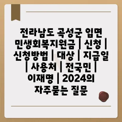 전라남도 곡성군 입면 민생회복지원금 | 신청 | 신청방법 | 대상 | 지급일 | 사용처 | 전국민 | 이재명 | 2024