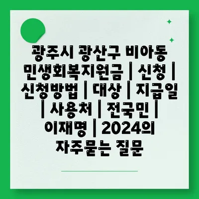 광주시 광산구 비아동 민생회복지원금 | 신청 | 신청방법 | 대상 | 지급일 | 사용처 | 전국민 | 이재명 | 2024