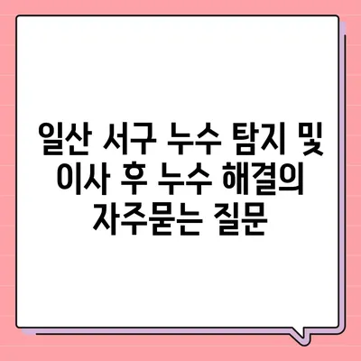 일산 서구 누수 탐지 및 이사 후 누수 해결