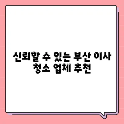 부산에서 최고의 이사 청소 업체 소개