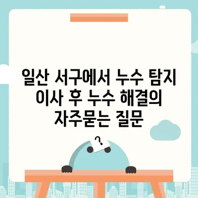 일산 서구에서 누수 탐지 이사 후 누수 해결