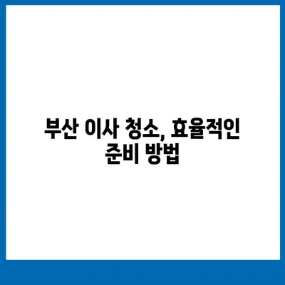 부산 이사 청소 | 최선의 서비스를 위한 똑똑한 선택