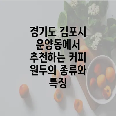 경기도 김포시 운양동에서 추천하는 커피 원두의 종류와 특징