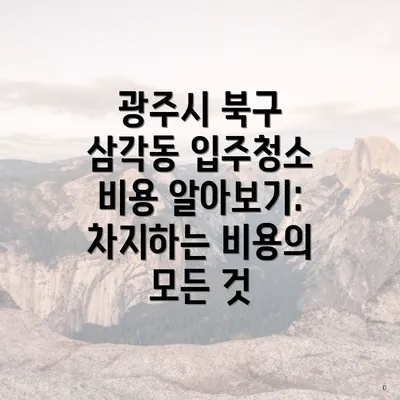 광주시 북구 삼각동 입주청소 비용 알아보기: 차지하는 비용의 모든 것