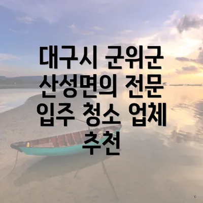 대구시 군위군 산성면의 전문 입주 청소 업체 추천