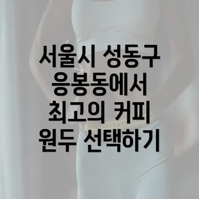 서울시 성동구 응봉동에서 최고의 커피 원두 선택하기