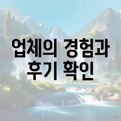 업체의 경험과 후기 확인