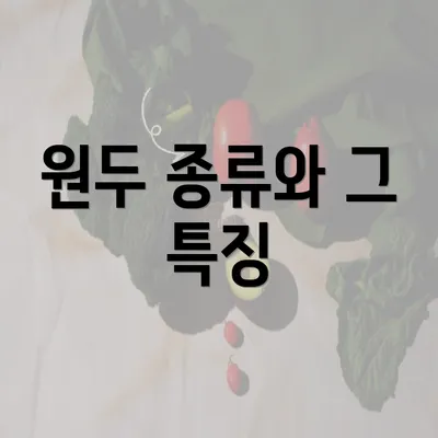 원두 종류와 그 특징