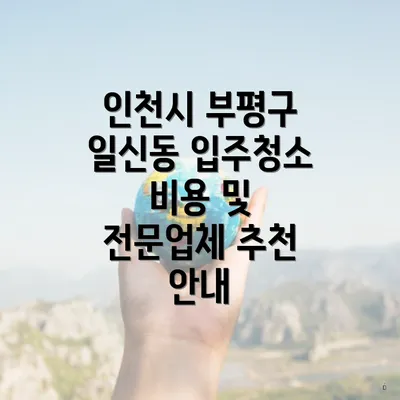 인천시 부평구 일신동 입주청소 비용 및 전문업체 추천 안내