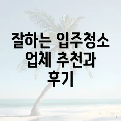 잘하는 입주청소 업체 추천과 후기