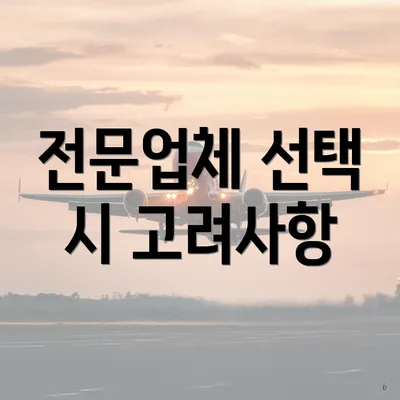 전문업체 선택 시 고려사항