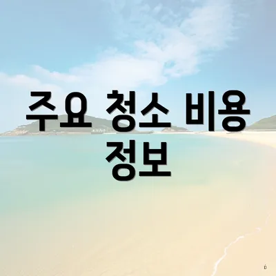 주요 청소 비용 정보