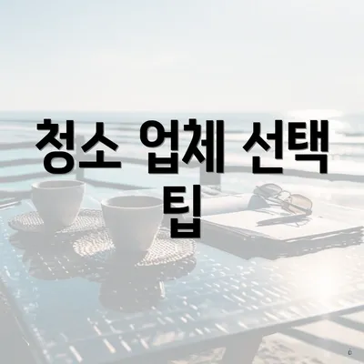 청소 업체 선택 팁