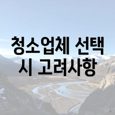 청소업체 선택 시 고려사항