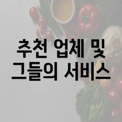 추천 업체 및 그들의 서비스