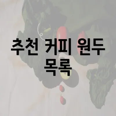 추천 커피 원두 목록