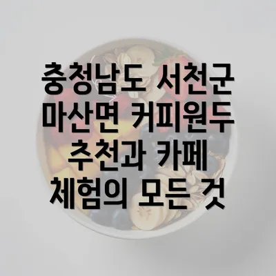 충청남도 서천군 마산면 커피원두 추천과 카페 체험의 모든 것