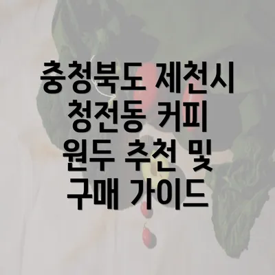 충청북도 제천시 청전동 커피 원두 추천 및 구매 가이드