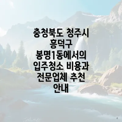 충청북도 청주시 흥덕구 봉명1동에서의 입주청소 비용과 전문업체 추천 안내