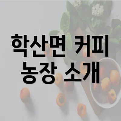 학산면 커피 농장 소개