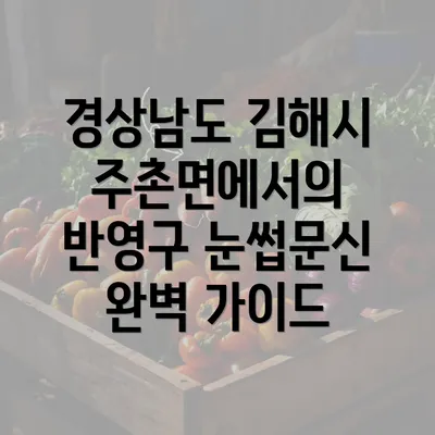 경상남도 김해시 주촌면에서의 반영구 눈썹문신 완벽 가이드