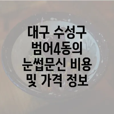 대구 수성구 범어4동의 눈썹문신 비용 및 가격 정보