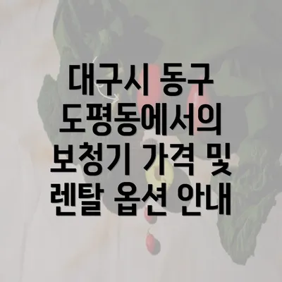 대구시 동구 도평동에서의 보청기 가격 및 렌탈 옵션 안내