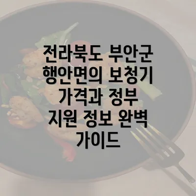 전라북도 부안군 행안면의 보청기 가격과 정부 지원 정보 완벽 가이드