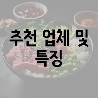 추천 업체 및 특징