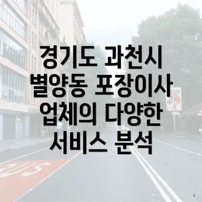 경기도 과천시 별양동 포장이사 업체의 다양한 서비스 분석