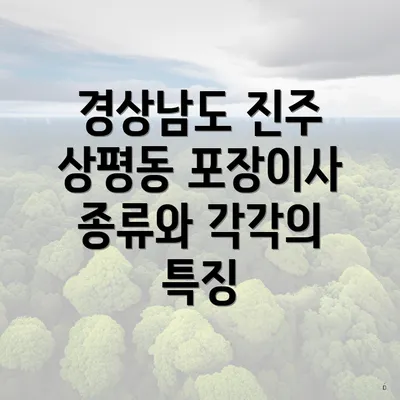 경상남도 진주 상평동 포장이사 종류와 각각의 특징