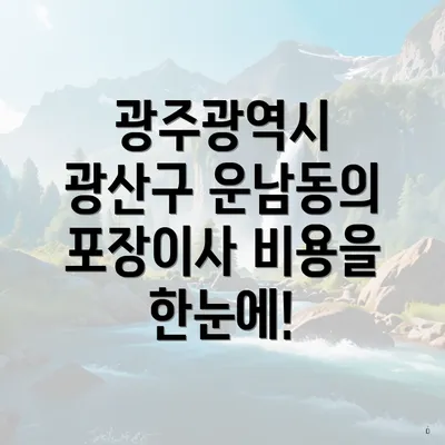 광주광역시 광산구 운남동의 포장이사 비용을 한눈에!