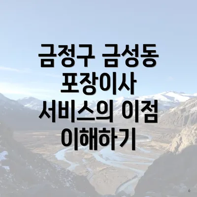 금정구 금성동 포장이사 서비스의 이점 이해하기