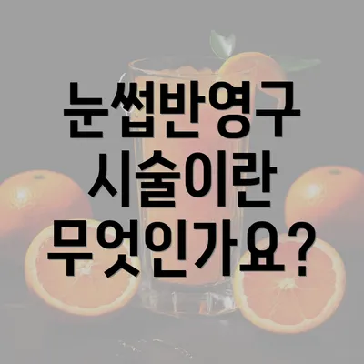 눈썹반영구 시술이란 무엇인가요?