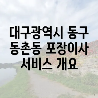 대구광역시 동구 동촌동 포장이사 서비스 개요