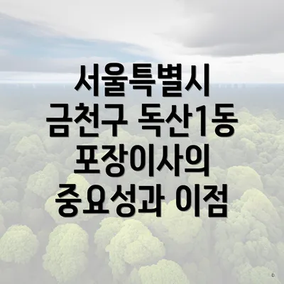 서울특별시 금천구 독산1동 포장이사의 중요성과 이점