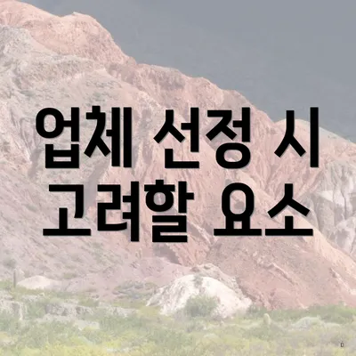 업체 선정 시 고려할 요소