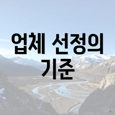 업체 선정의 기준