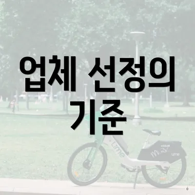 업체 선정의 기준