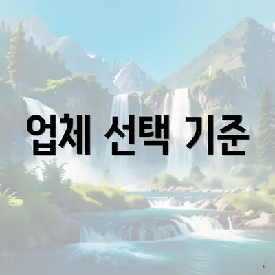 업체 선택 기준